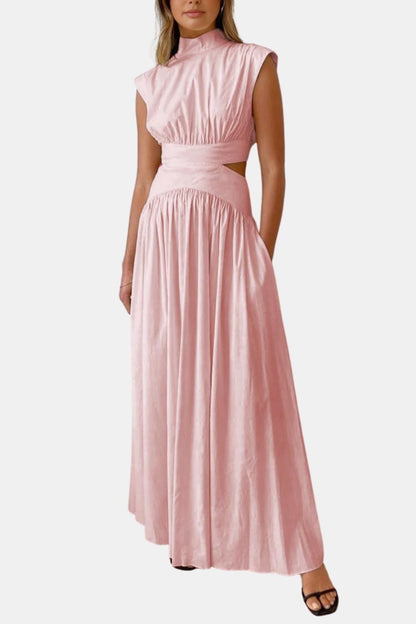 Charize - Mock Neck Sleeveless Long Dress