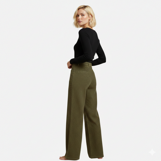 Charlotte | Women's Corduroy-Style Straight-Leg Trousers With Pockets | Modern
