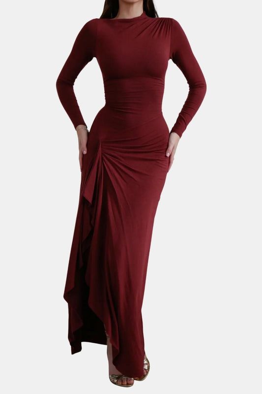Charlotte - Long Sleeve Draped Maxi Dress