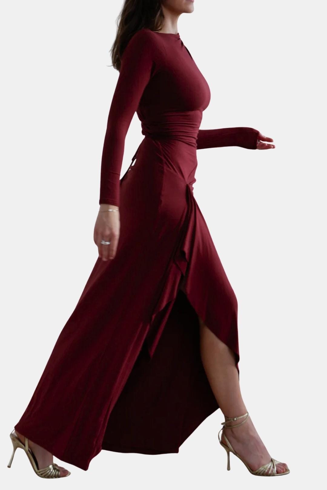 Charlotte - Long Sleeve Draped Maxi Dress