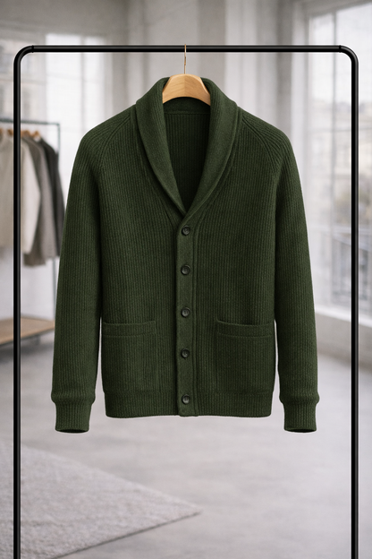 Men’s Shawl Collar Cardigan – Timeless Knitwear with Refined Comfort