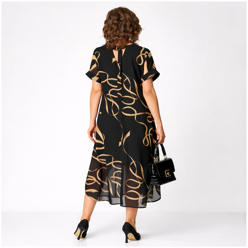 Pavla – Elegancka Sukienka z Krótkim Rękawem