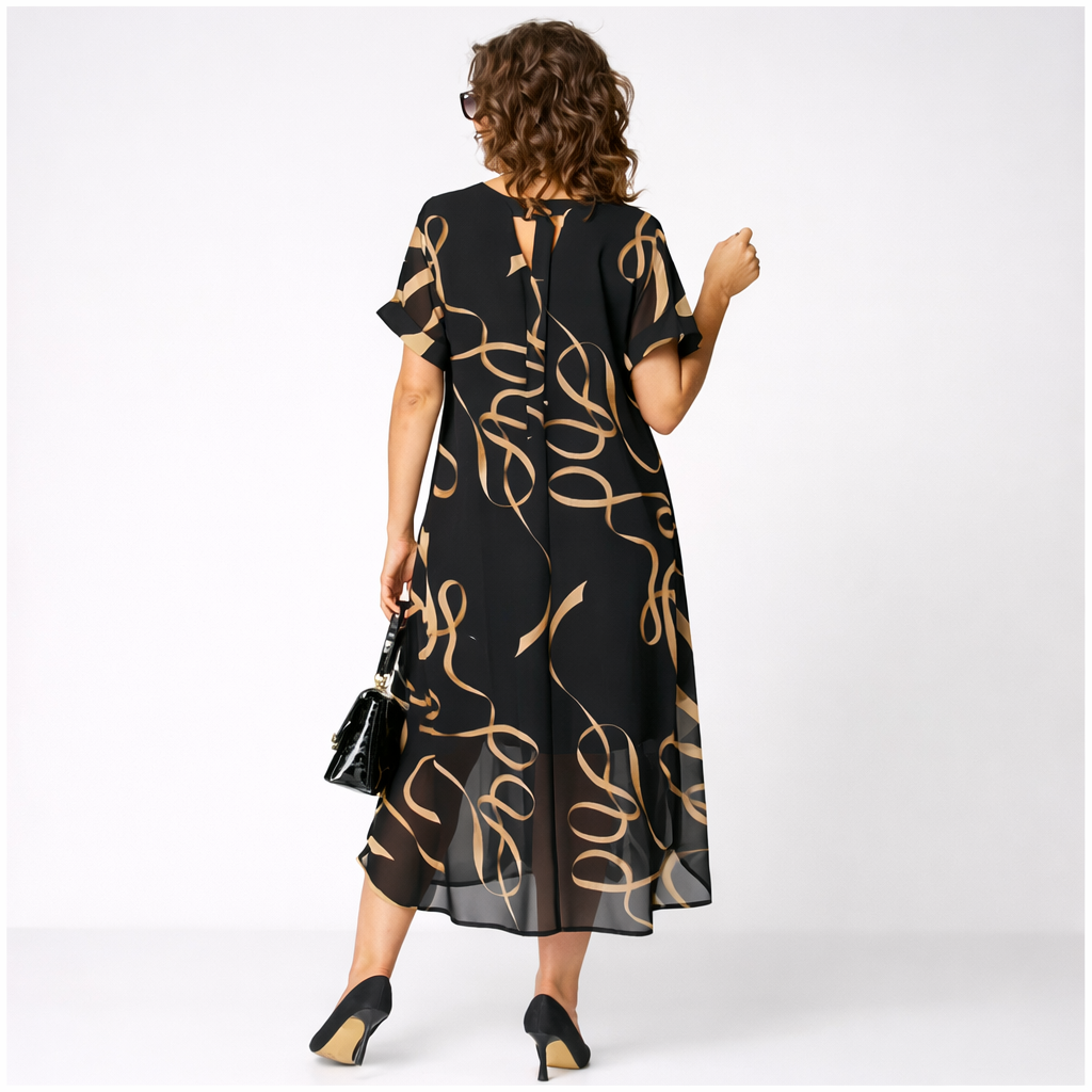 Pavla – Elegancka Sukienka z Krótkim Rękawem