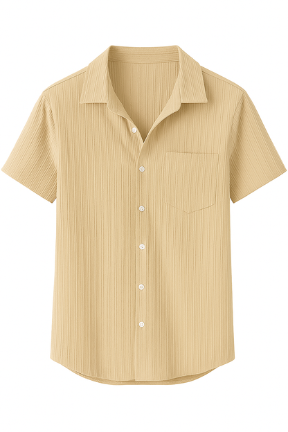 Camicia Estiva a Coste con Colletto Aperto Pelle Uomo - Cachi - aperto camicia camicia estiva colletto coste estiva men's polo men's polo shirt men's top clothes pelle polo shirts & polos - Concept Palermo
