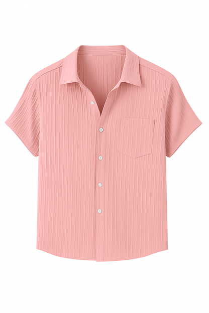 Camicia Estiva a Coste con Colletto Aperto Pelle Uomo - Rosa - aperto camicia camicia estiva colletto coste estiva men's polo men's polo shirt men's top clothes pelle polo shirts & polos - Concept Palermo