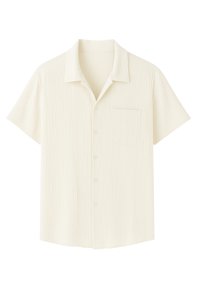 Camicia Estiva a Coste con Colletto Aperto Pelle Uomo - Bianco - aperto camicia camicia estiva colletto coste estiva men's polo men's polo shirt men's top clothes pelle polo shirts & polos - Concept Palermo