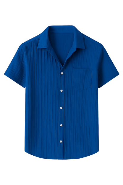 Camicia Estiva a Coste con Colletto Aperto Pelle Uomo - Blu reale - aperto camicia camicia estiva colletto coste estiva men's polo men's polo shirt men's top clothes pelle polo shirts & polos - Concept Palermo