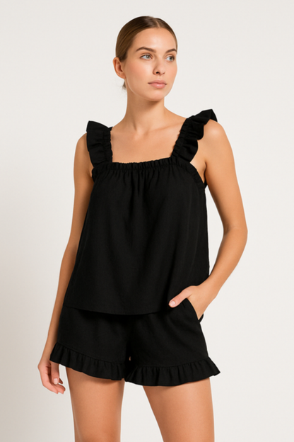 Elina – Ensemble pyjama deux pièces confortable avec détails à volants