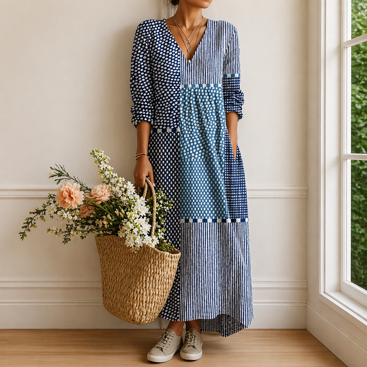 Paula – Vestido Midi Fluido Con Diseño Veraniego