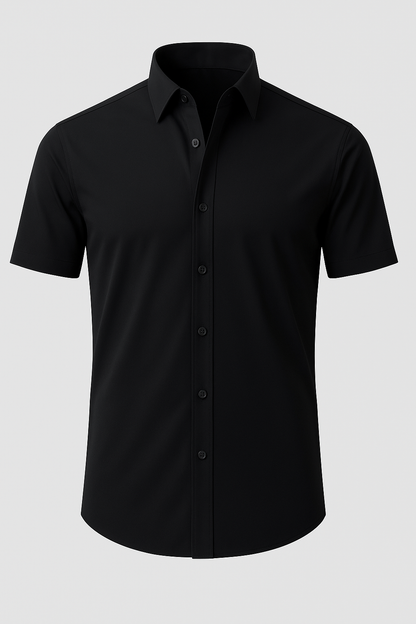 Non-Iron 4-Way Stretch Shirt with Transparent Buttons