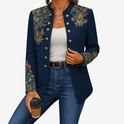 Veya - Veste à manches longues imprimée à fleurs avec boutons décoratifs