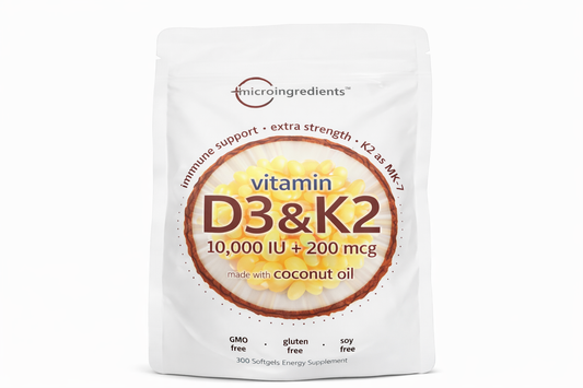 Cura Continua Vitamin D3 + K2 – 10,000 IU D3 / 200 mcg K2 – 300 Softgels
