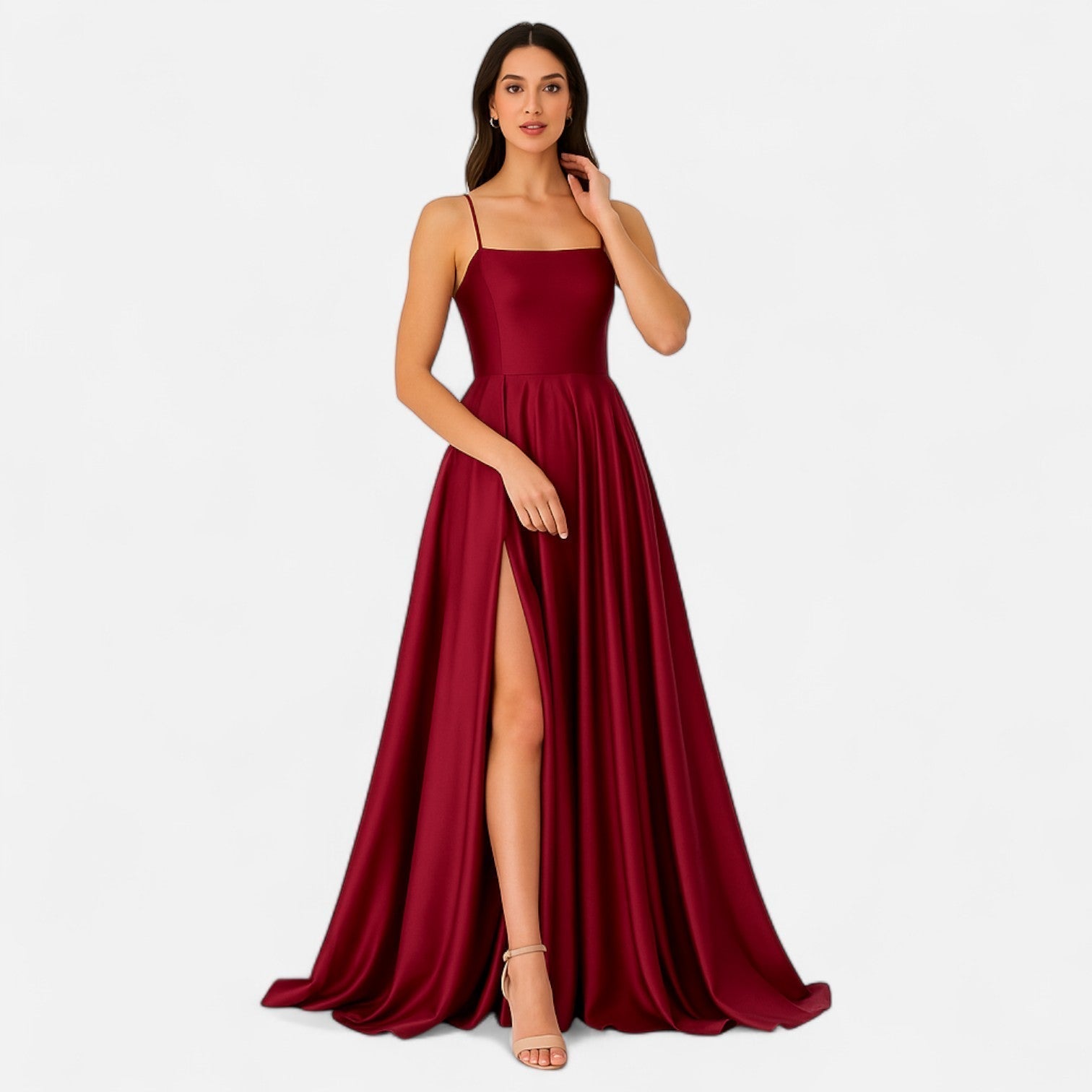 Gabrielle | Women modern Fit Satin slit Maxi dress