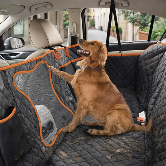 Hunde Autositz Rückbank | Wasserfeste & Rutschfeste Schutzdecke fürs Auto