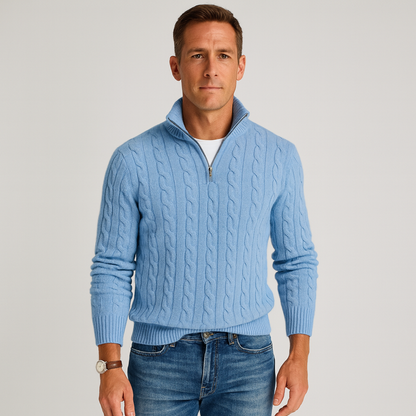 Pull de luxe pour homme à demi-zip et col montant