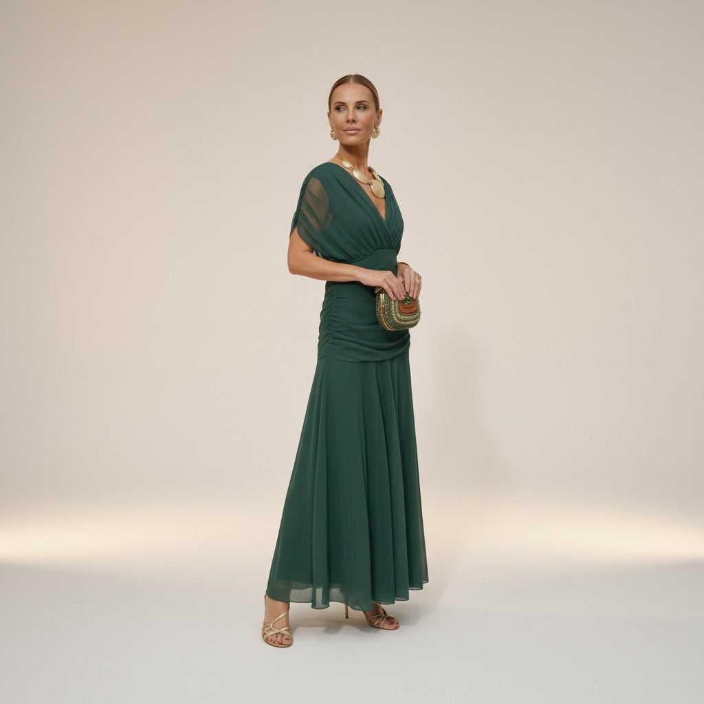 Velora - Vestido Floral Largo con Escote en V