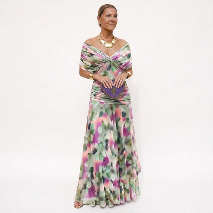 Velora™ | Lang Blomsterkjole med V-hals