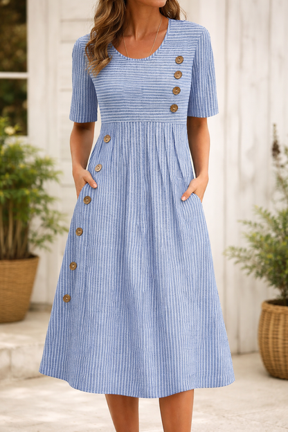 VIRELLO PARIS | Robe midi à rayures au style intemporel