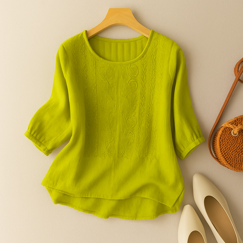 Damen Lockere Sommerbluse mit Rundhalsausschnitt | Locker