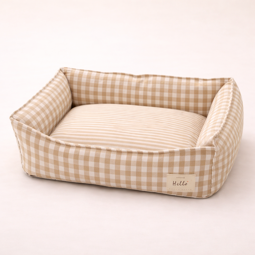 CloudBed Cotton Pet Sofa Bed – Breathable Striped Dog Bed for Small to Medium Pets