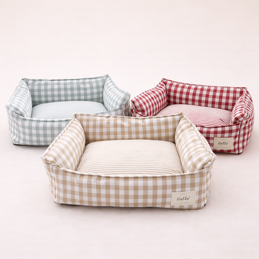 CloudBed Cotton Pet Sofa Bed – Breathable Striped Dog Bed for Small to Medium Pets