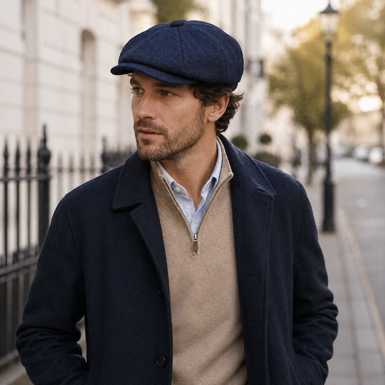 Sterling Vintage™ Wool Twill Newsboy Cap 8 Panel Wool Button