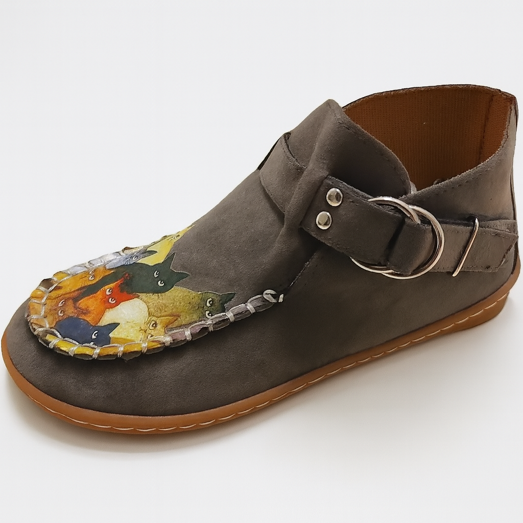 Claire | Women Artistic Cat Design Slip-On Shoes