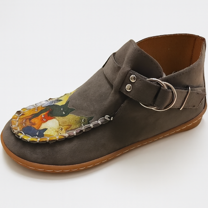 Claire | Women Artistic Cat Design Slip-On Shoes