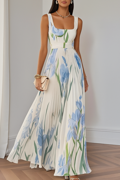 Cross-Border Floral Pleated Dress