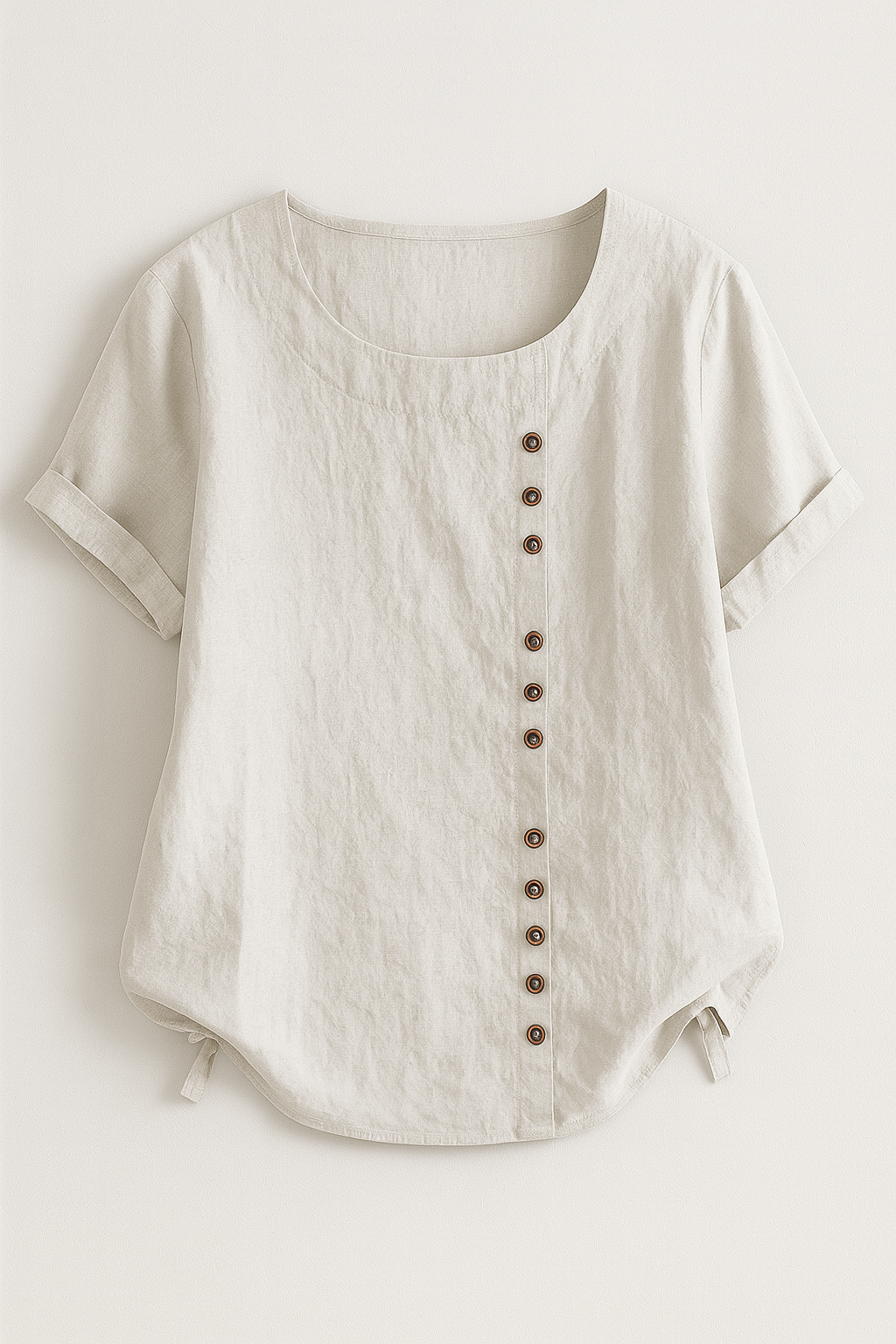 Elegant Women's Linen Blouse with Button-Front Closure