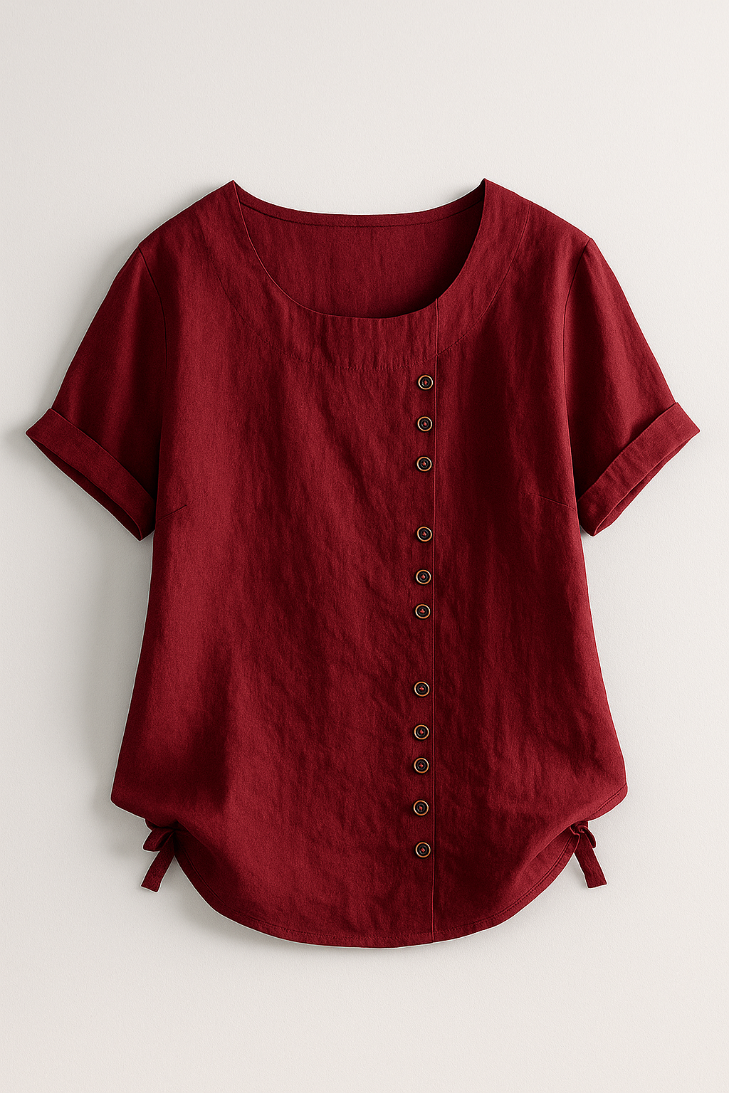 Women's Linen Button-Front Blouse - Lightweight, Breathable and Elegant