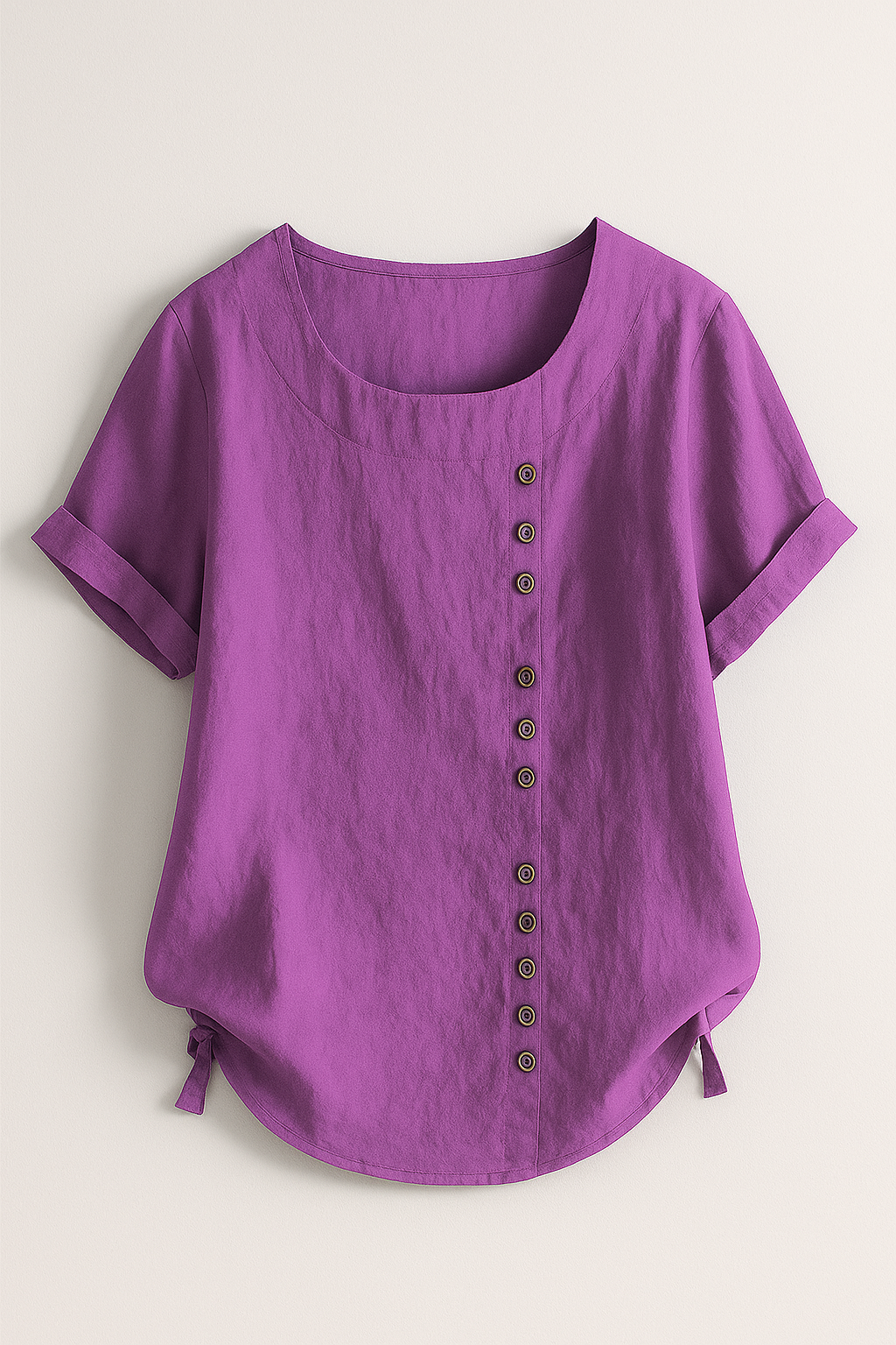Women's Linen Button-Front Blouse - Lightweight, Breathable and Elegant