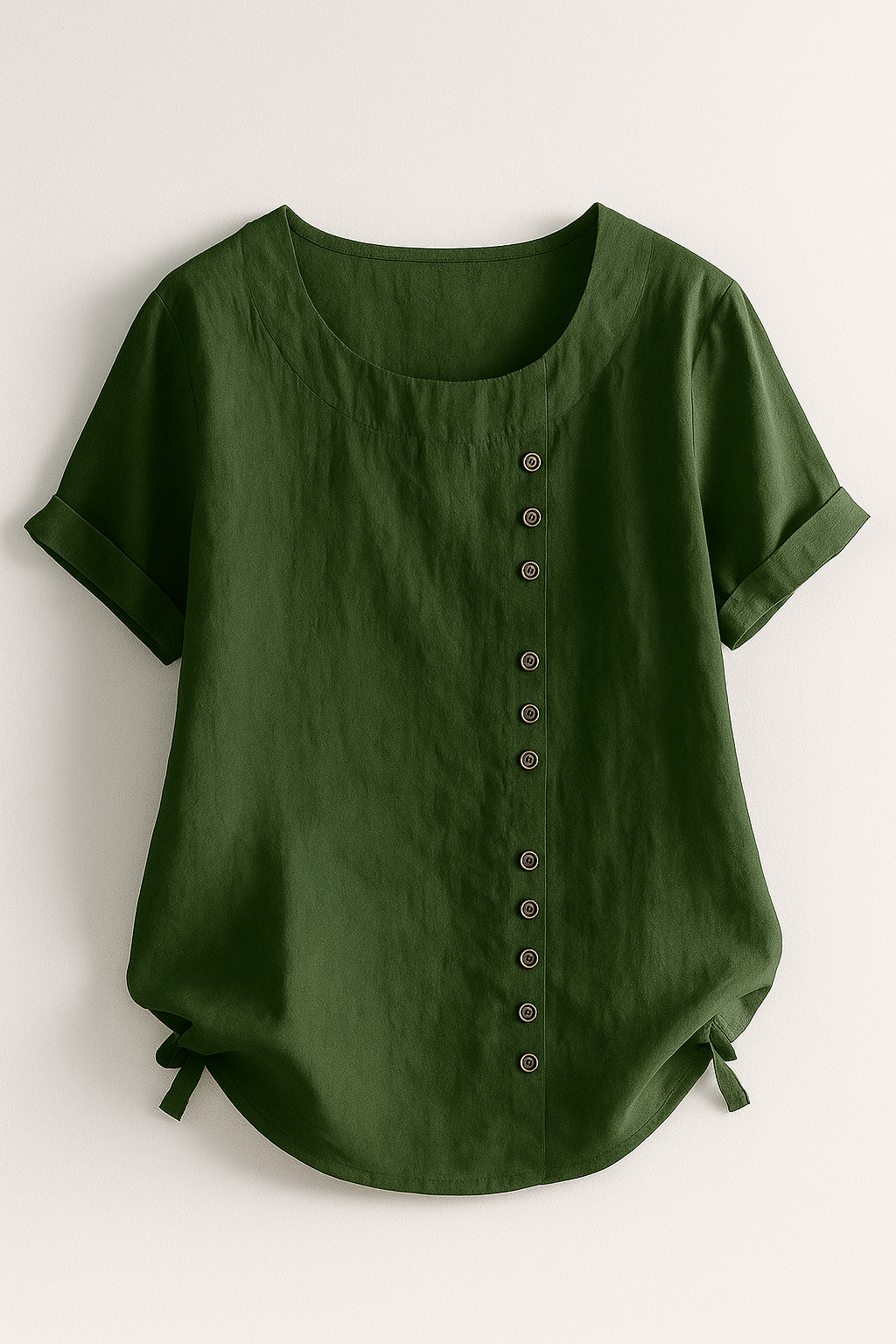 Women's Linen Button-Front Blouse - Lightweight, Breathable and Elegant