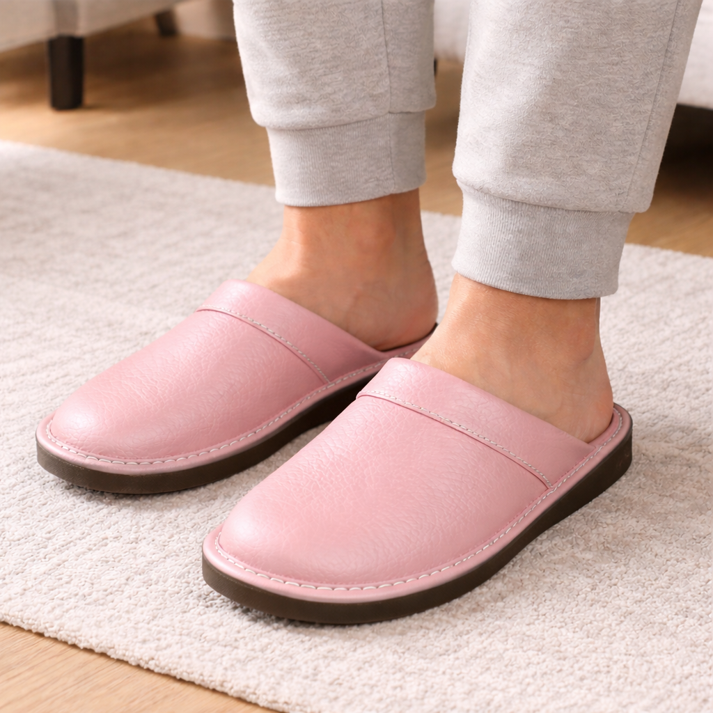 Men's Leather Slippers | Indoor Comfort | Slip-On Design