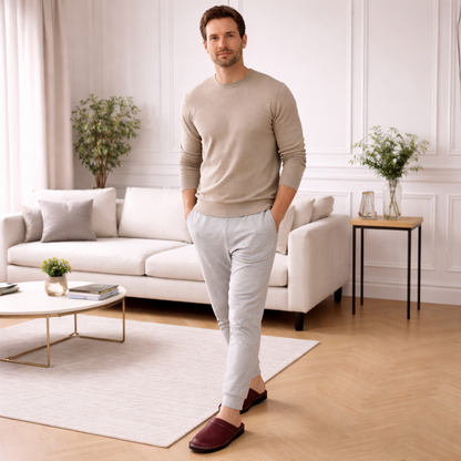 Men's Leather Slippers | Indoor Comfort | Slip-On Design
