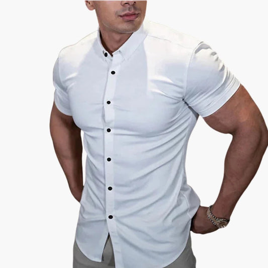 Heren Overhemd met Korte Mouwen en Slim Fit Pasvorm