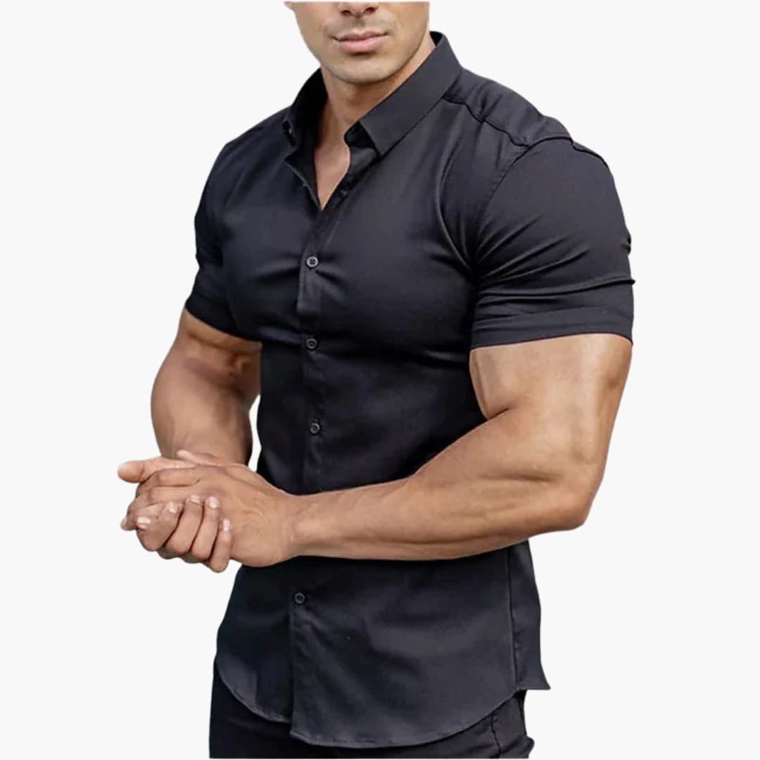 Heren Overhemd met Korte Mouwen en Slim Fit Pasvorm