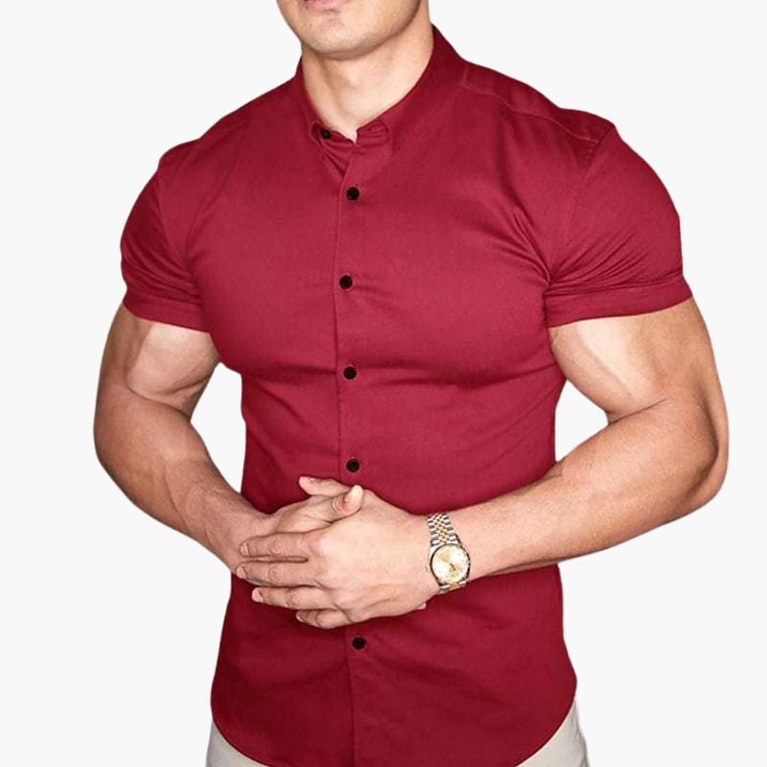 Heren Overhemd met Korte Mouwen en Slim Fit Pasvorm