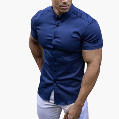 Heren Overhemd met Korte Mouwen en Slim Fit Pasvorm