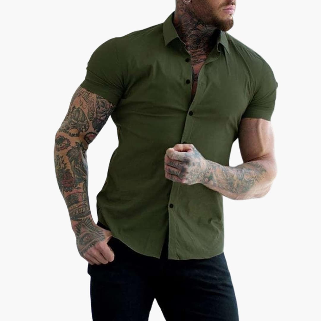 Heren Overhemd met Korte Mouwen en Slim Fit Pasvorm