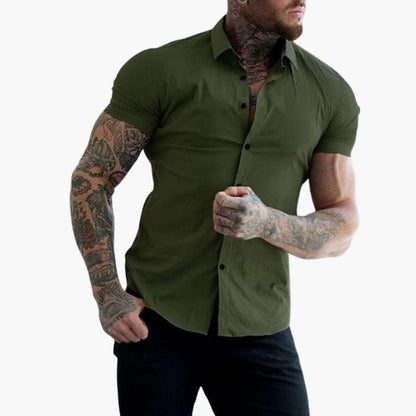 Heren Overhemd met Korte Mouwen en Slim Fit Pasvorm