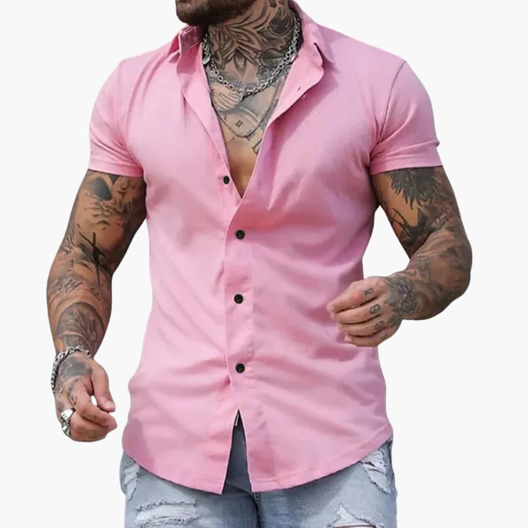 Heren Overhemd met Korte Mouwen en Slim Fit Pasvorm