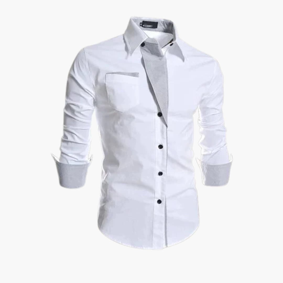 Heren Overhemd met Contrastkraag – Elegant & Modern