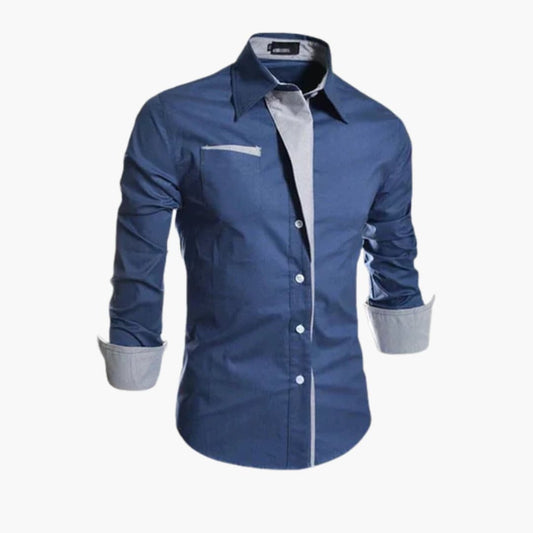 Heren Overhemd met Contrastkraag – Elegant & Modern