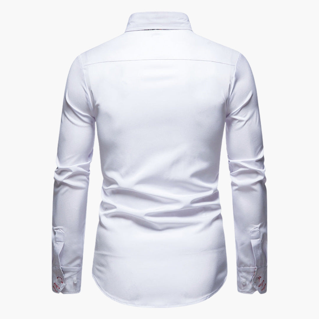 Men's slim fit shirt with patterned collar and cuffs