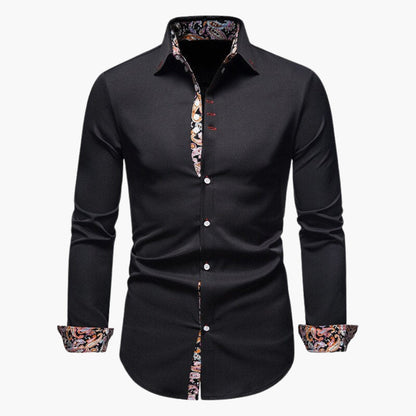 Men's slim fit shirt with patterned collar and cuffs