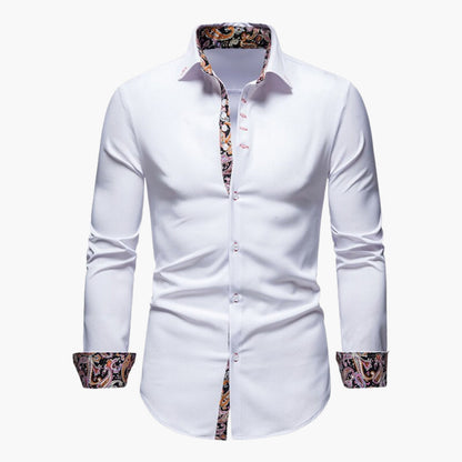 Men's slim fit shirt with patterned collar and cuffs