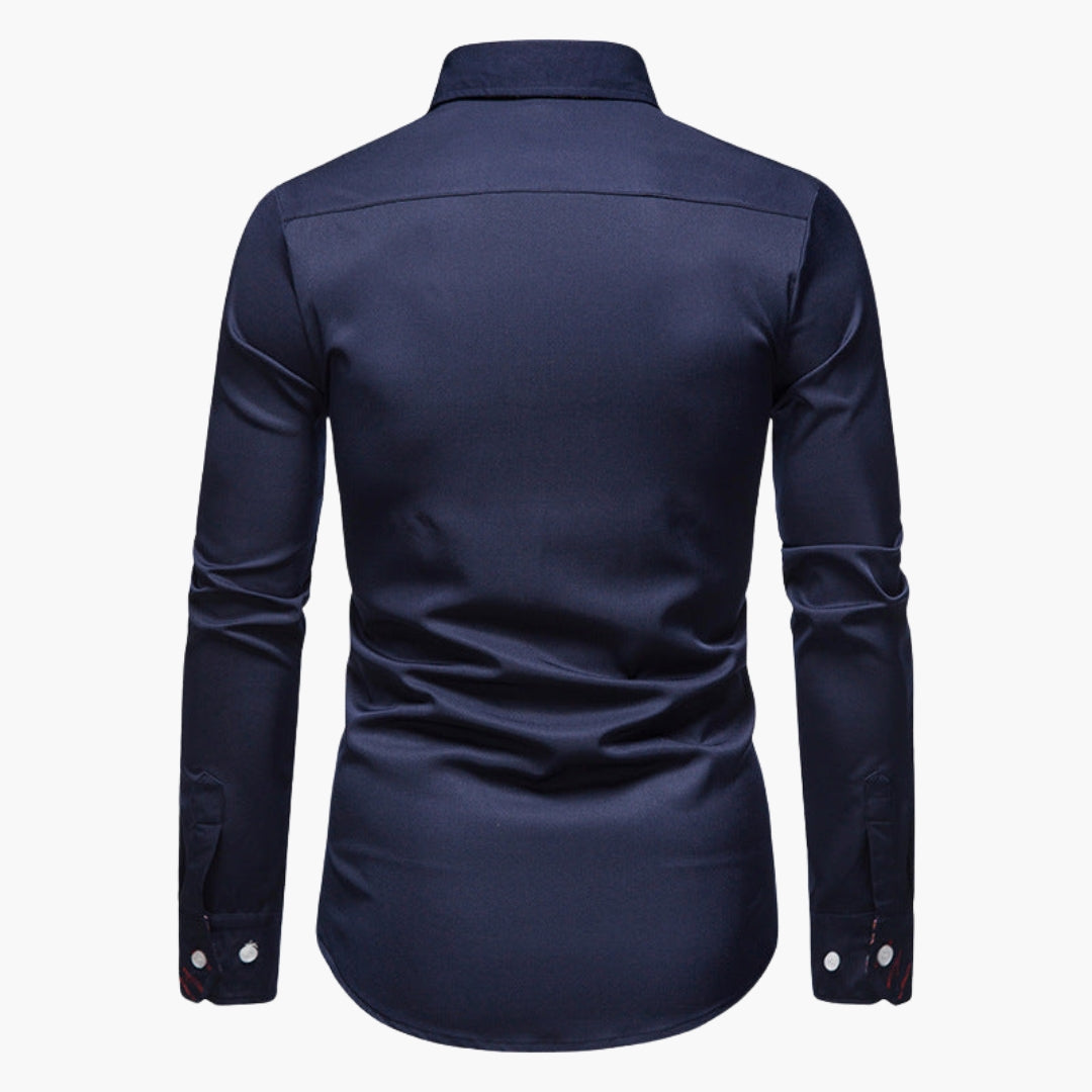 Men's slim fit shirt with patterned collar and cuffs