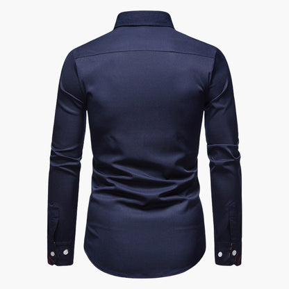 Men's slim fit shirt with patterned collar and cuffs