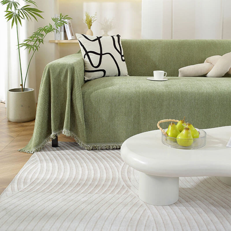 Sofa Throw Chenille Herringbone Tassel Blanket Cover Large 70.9x165.4in Pet Protection Couch Blanket Wrap | Koossa
